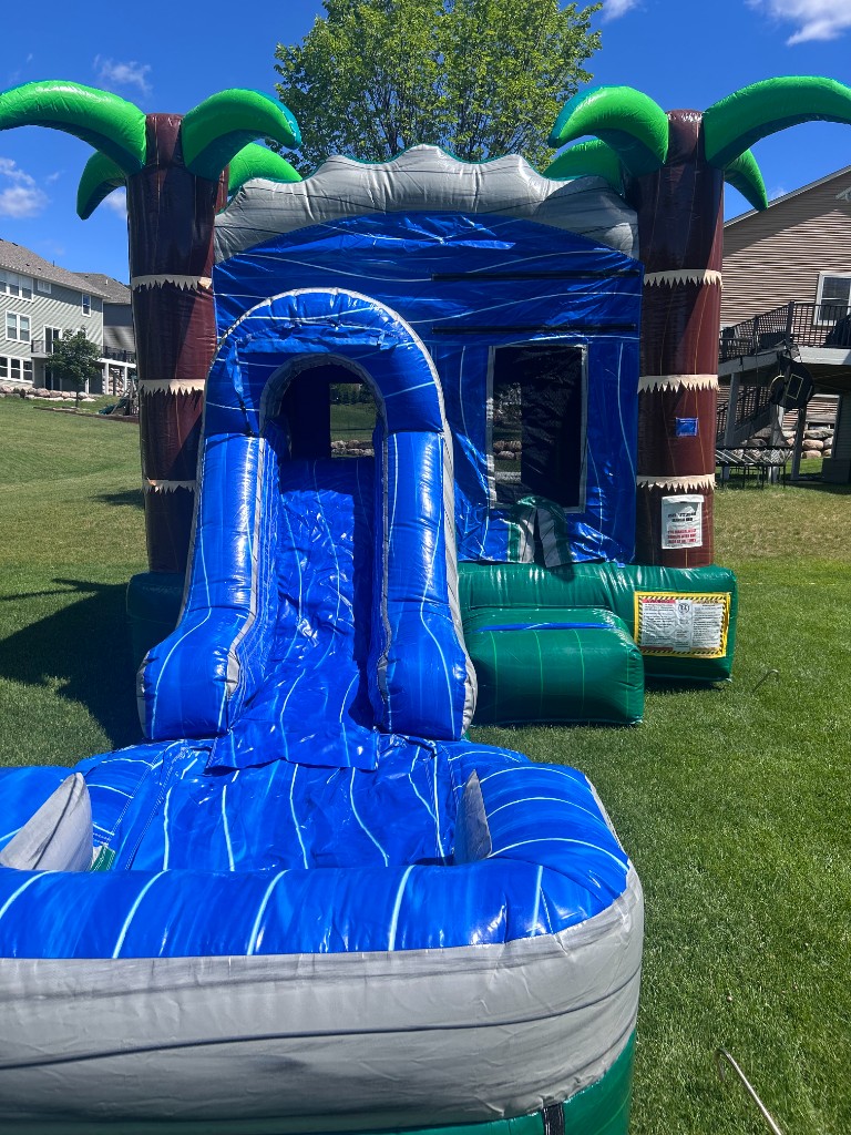 Bounce House Combo inflatable with slide and palm trees