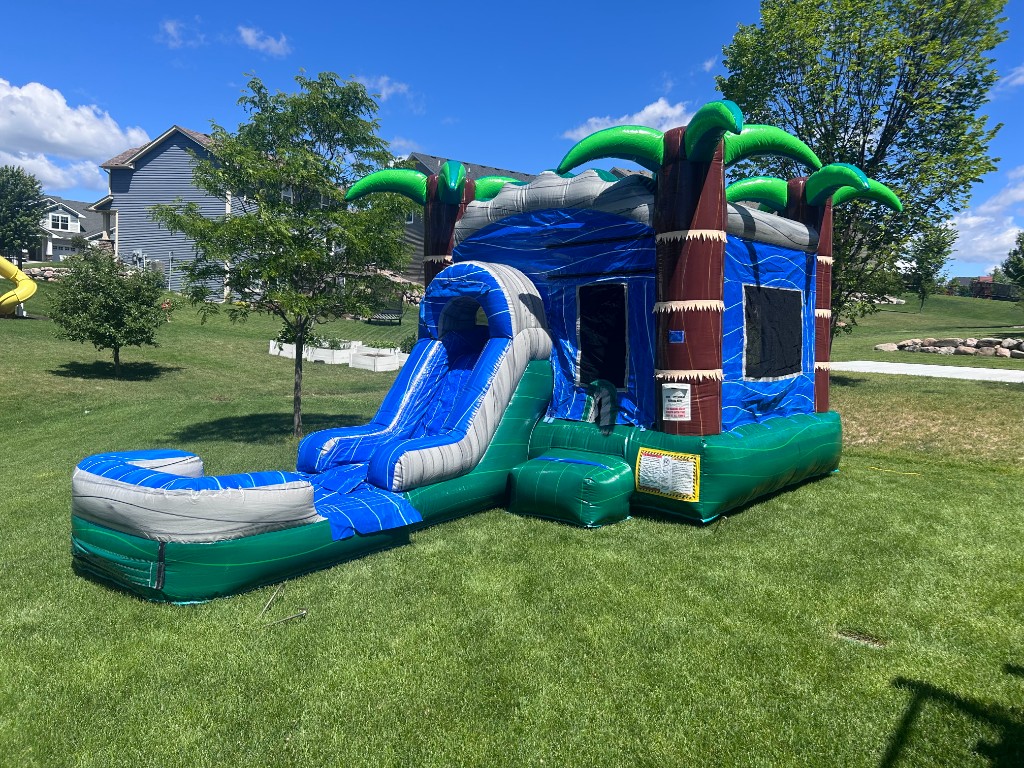 Bounce House Combo inflatable with slide and palm trees